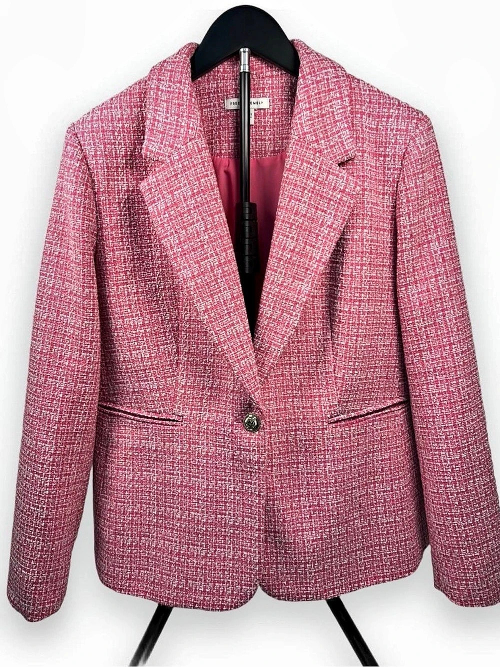 Free Assembly Pink Tweed Blazer Jacket Size L (12-14)